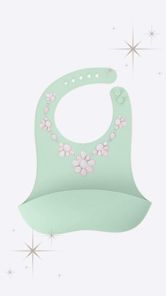 PINK CLUSTER WITH GREEN BIB - PRECIOUS TURQUOISE BIBS