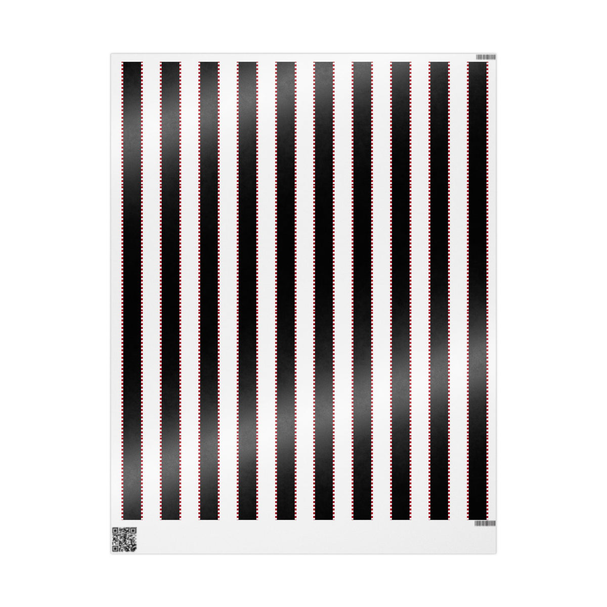 Christmas Stripe Wrapping Paper — WHITE + BLACK + RED Stitched Pattern