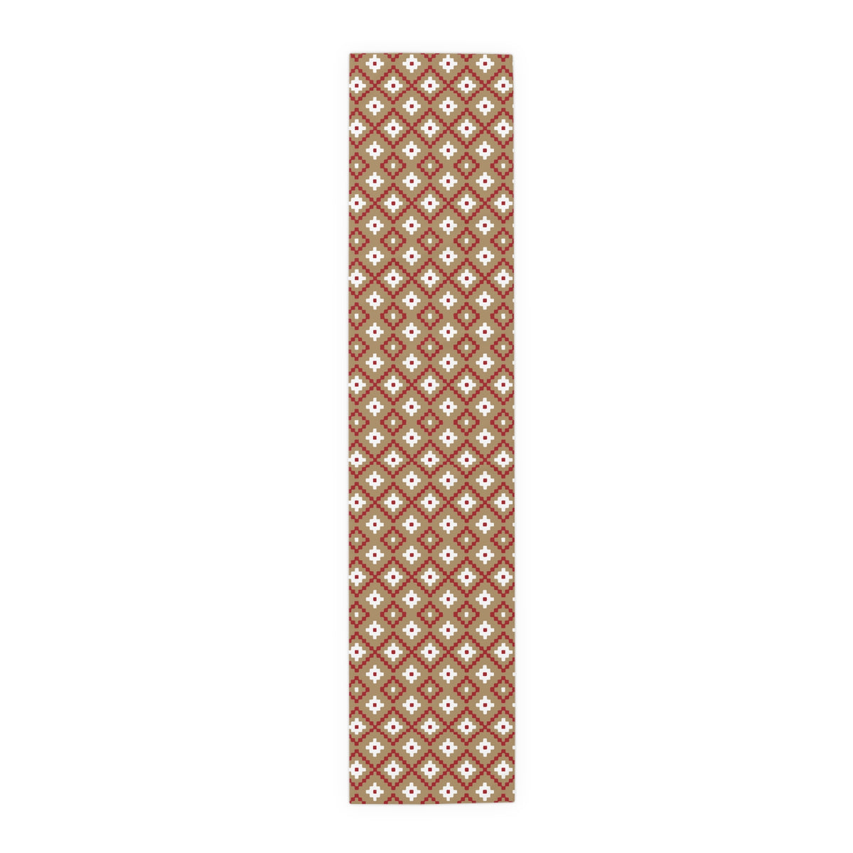 Tan, Red + White Southwest Table Runner