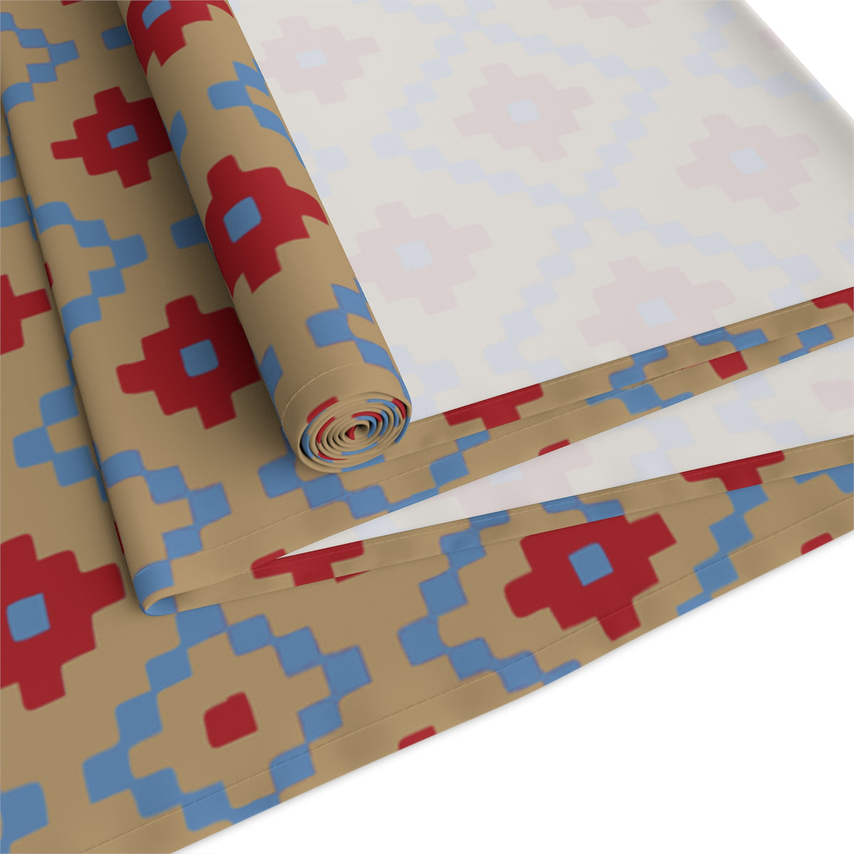 Tan, Red + Blue Southwest Table Runner