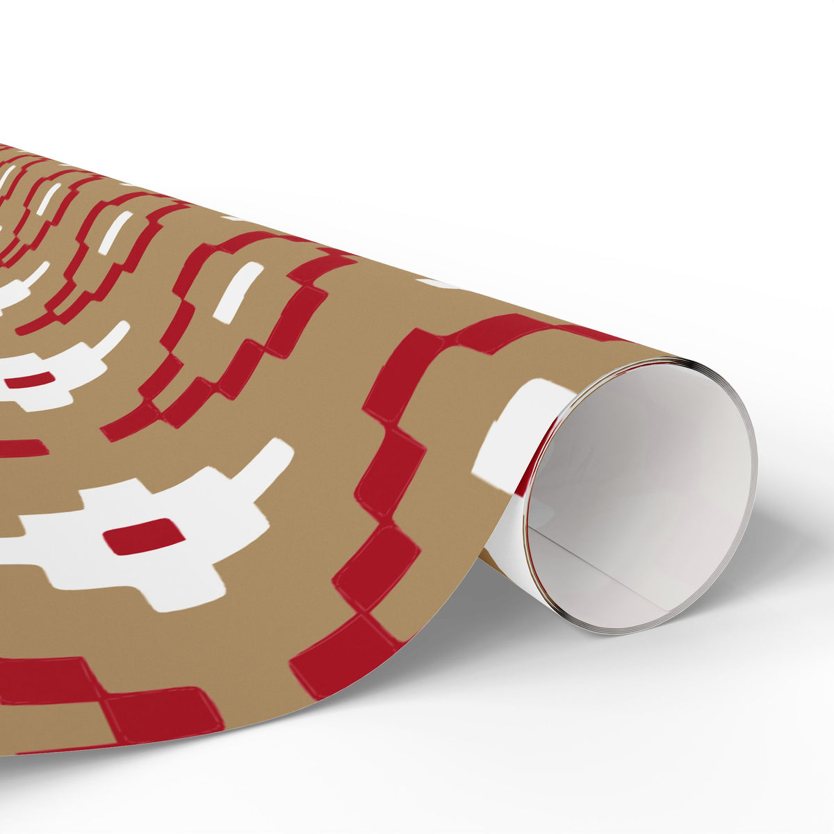 Christmas Stripe Wrapping Paper — TAN + RED + WHITE Stitched Pattern