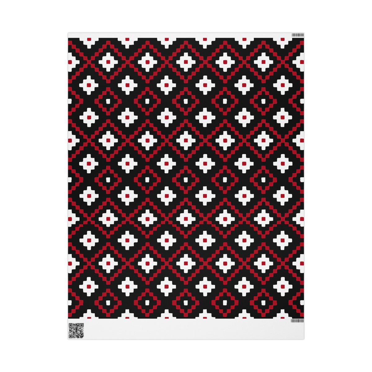 Christmas Stripe Wrapping Paper — BLACK + RED + WHITE Stitched Pattern