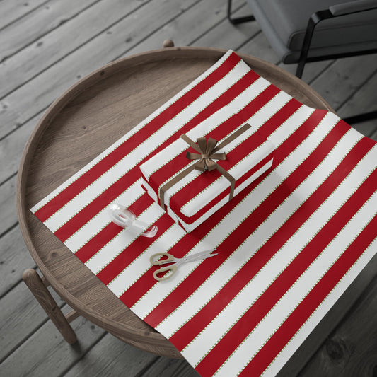 Christmas Stripe Wrapping Paper — WHITE + RED + GREEN Stitched Pattern