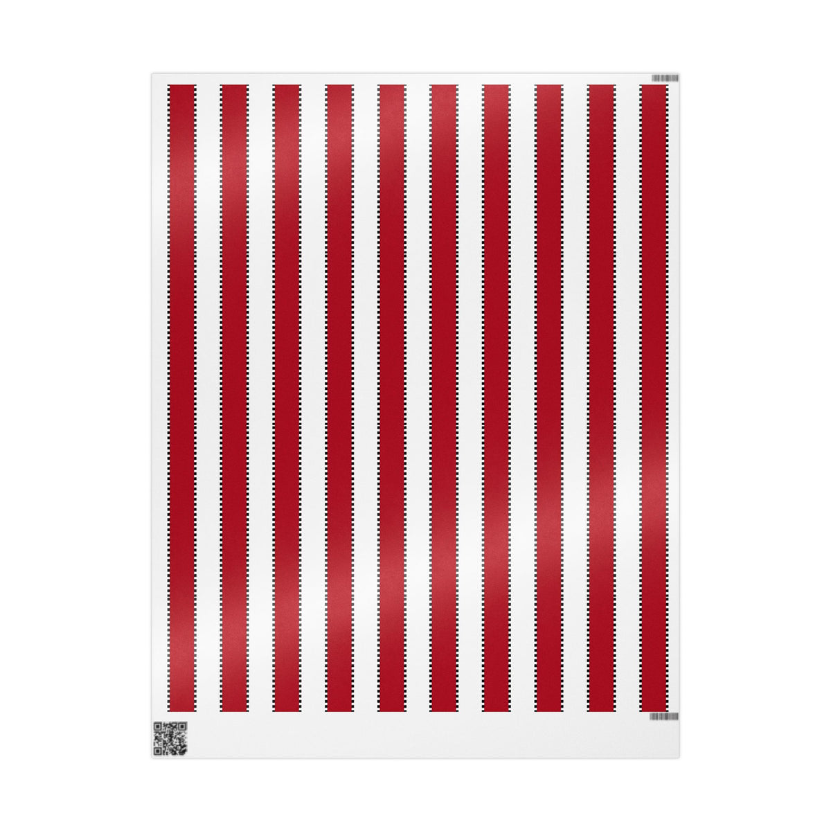 Christmas Stripe Wrapping Paper — WHITE + RED + BLACK Stitched Pattern