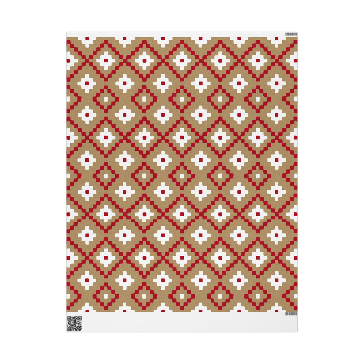 Christmas Stripe Wrapping Paper — TAN + RED + WHITE Stitched Pattern