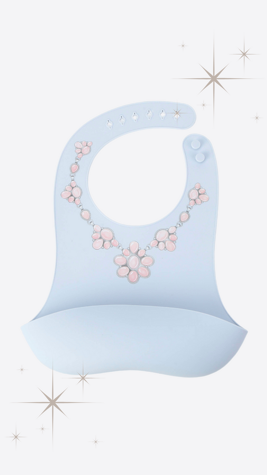 PINK CLUSTER WITH BLUE BIB - PRECIOUS TURQUOISE BIBS