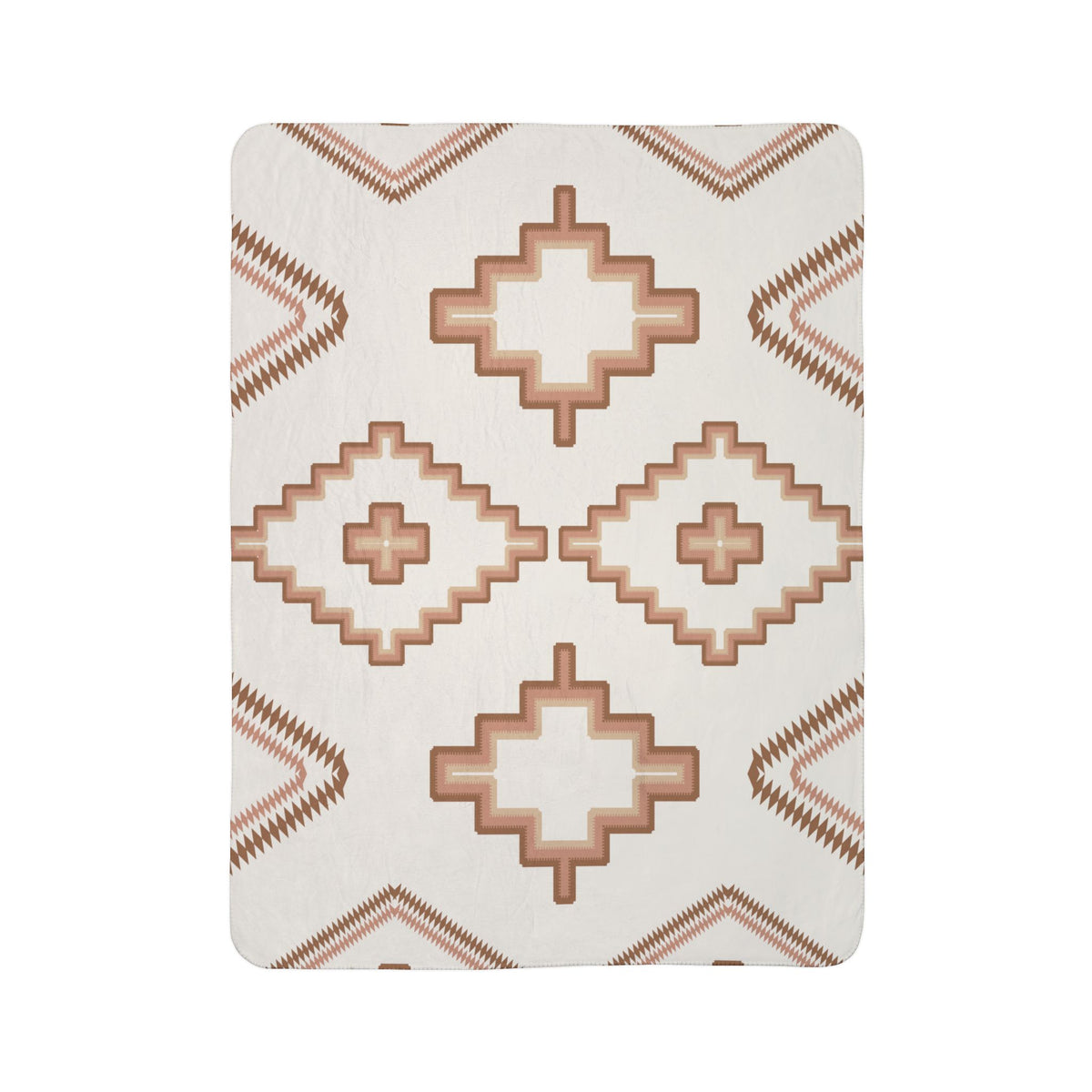 Southwestern Aztec Sherpa Blanket – Neutral Boho Fleece Throw