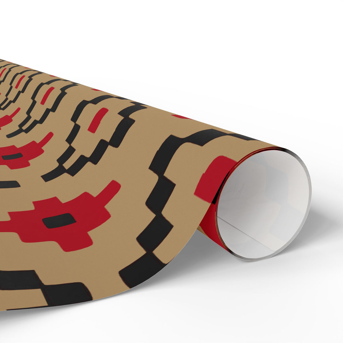 Christmas Stripe Wrapping Paper — TAN + RED + BLACK Stitched Pattern