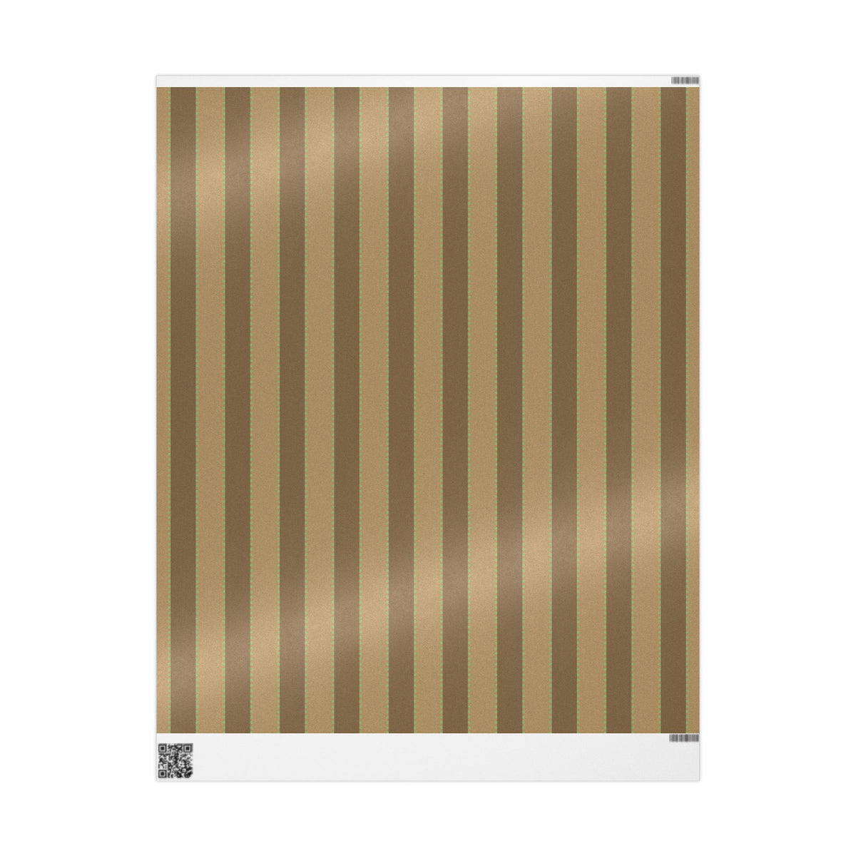 Christmas Stripe Wrapping Paper — TAN + BROWN + GREEN Stitched Pattern