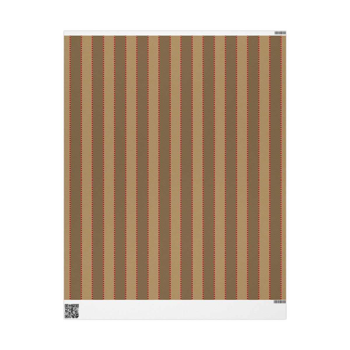 Christmas Stripe Wrapping Paper — TAN + BROWN + RED Stitched Pattern