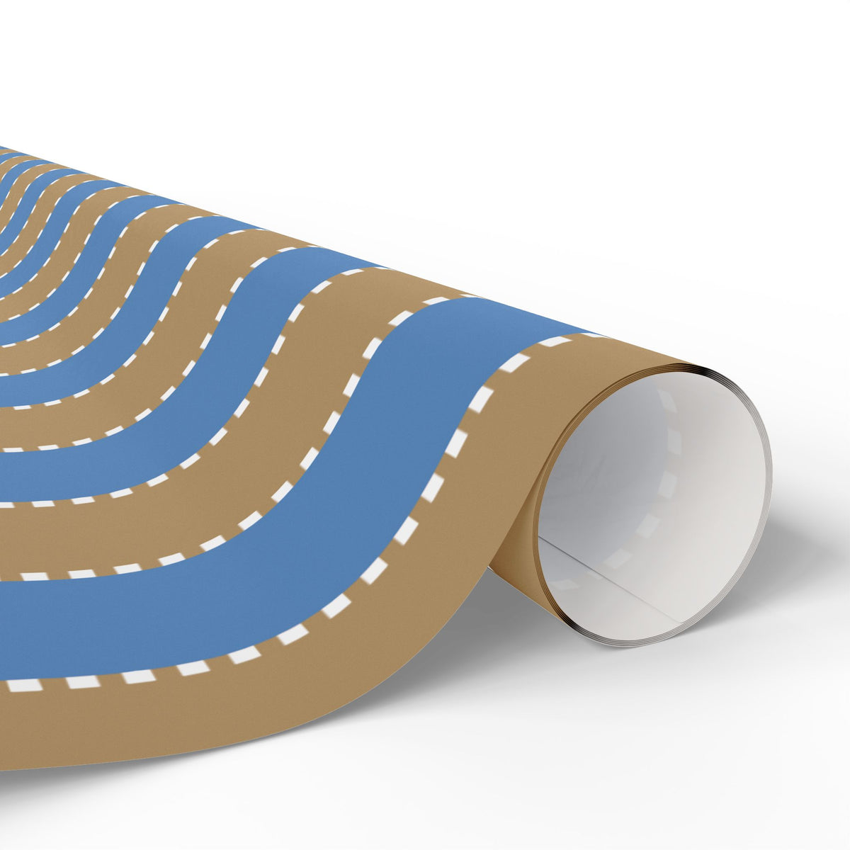 Christmas Stripe Wrapping Paper — BLUE + BROWN + WHITE Stitched Pattern