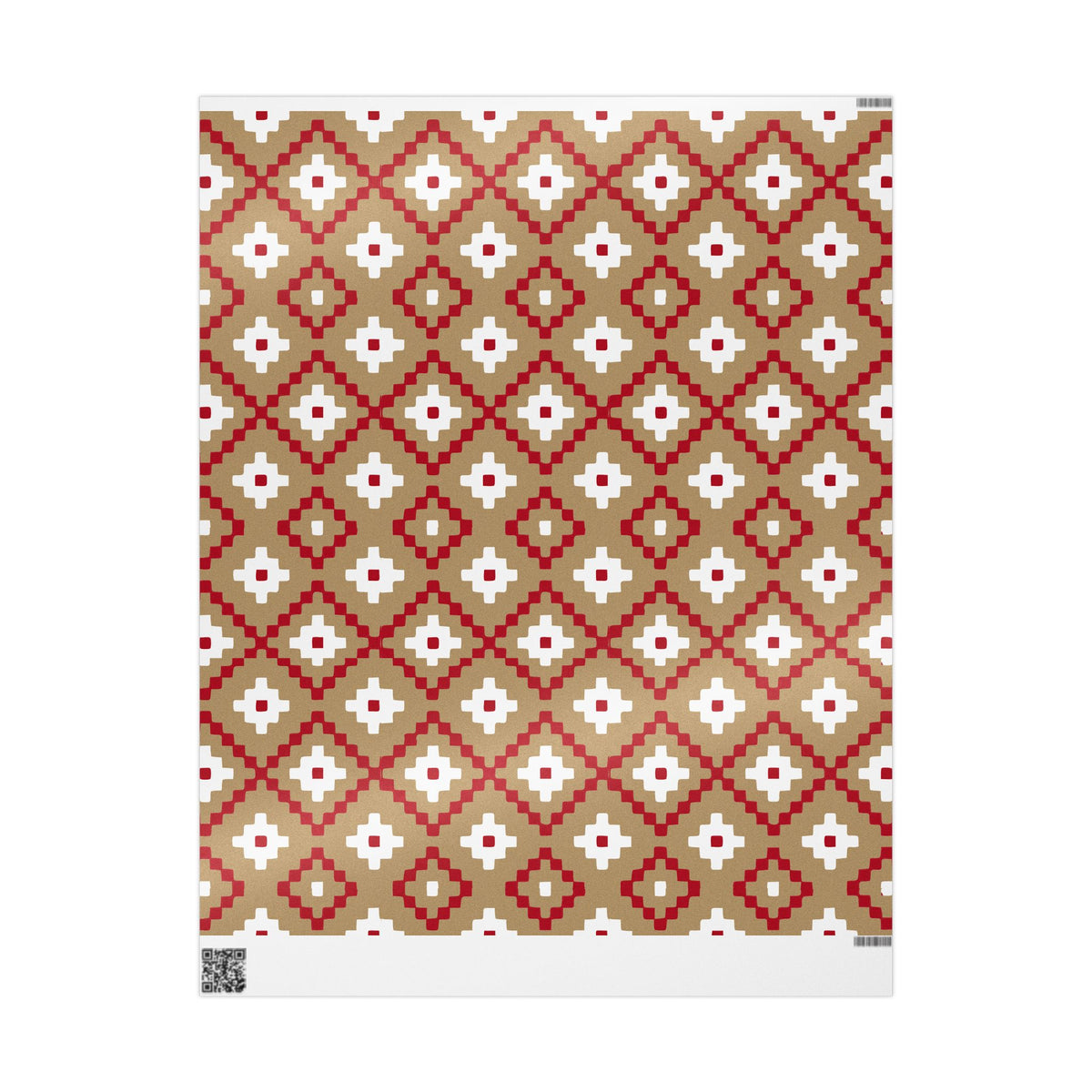 Christmas Stripe Wrapping Paper — TAN + RED + WHITE Stitched Pattern