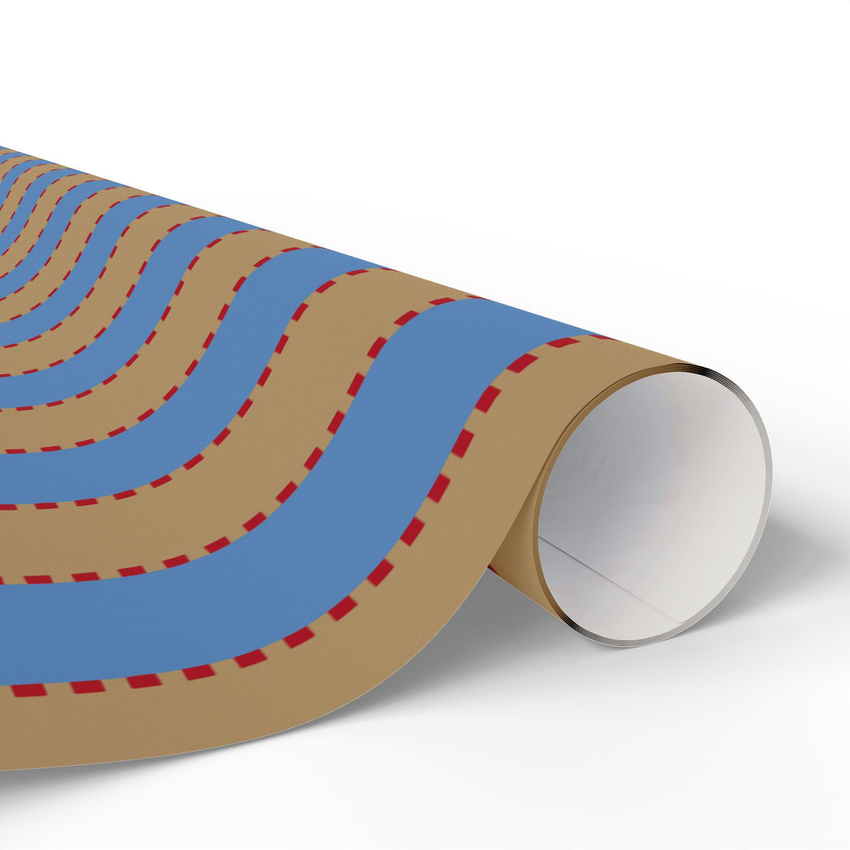 Christmas Stripe Wrapping Paper — BLUE + BROWN + RED Stitched Pattern