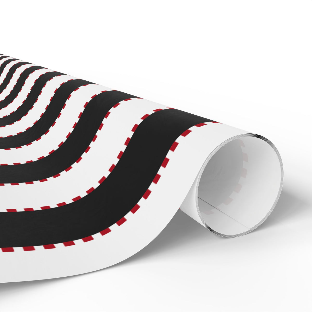 Christmas Stripe Wrapping Paper — WHITE + BLACK + RED Stitched Pattern