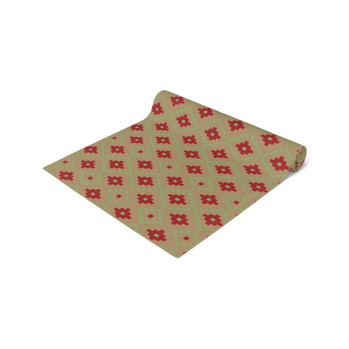 Tan, Red + Green Southwest Table Runner
