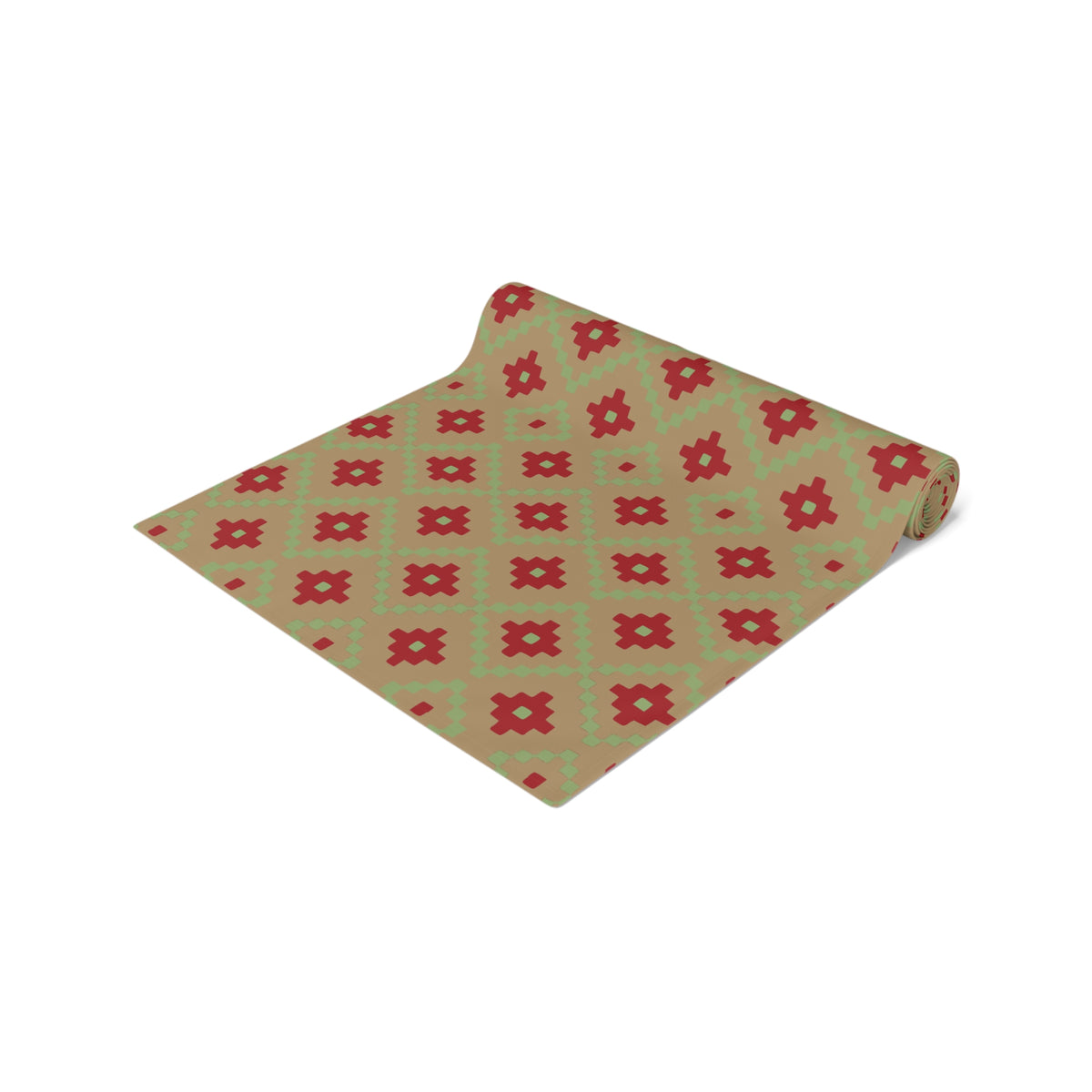 Tan, Red + Green Southwest Table Runner