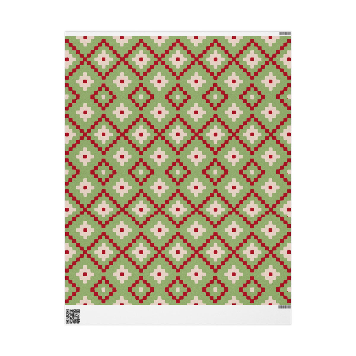 Christmas Stripe Wrapping Paper — GREEN + RED + LIGHT PINK Stitched Pattern