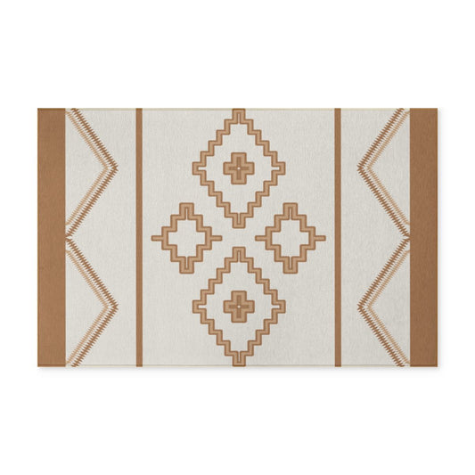 ALPINE DESIGN + Beige + Brown + Off White - Indoor/ Outdoor Washable Rug