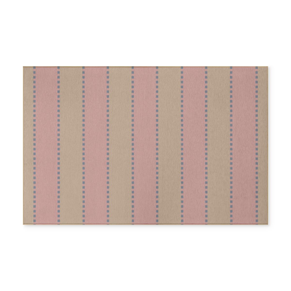 Salmon Pink + Beige + Slate Blue - Washable Rug - Indoor/Outdoor