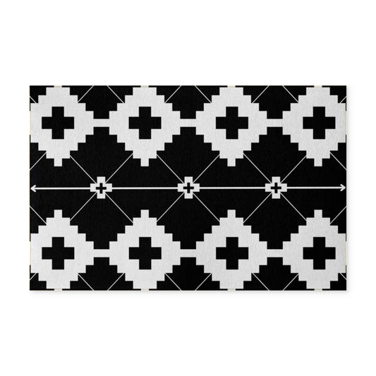 Black + White Crosses - Indoor/ Outdoor Washable Rug