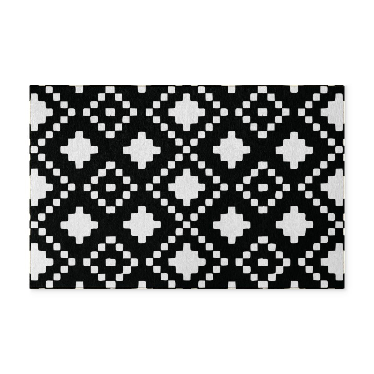 Black + White + Geometric - Indoor/Outdoor Washable Rug