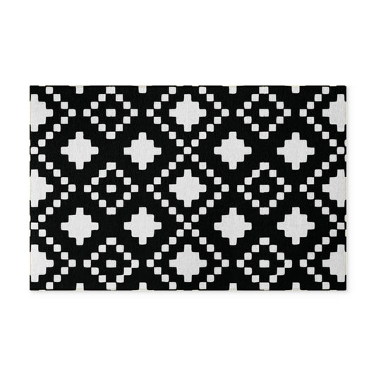 Black + White + Geometric - Indoor/Outdoor Washable Rug