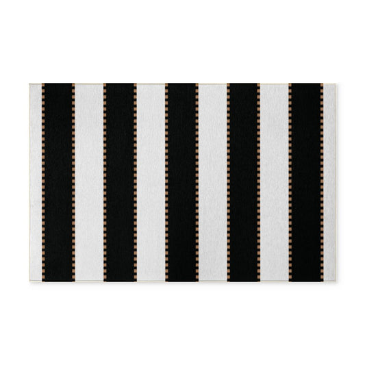 Black & White - Striped - Washable Rug - Indoor/Outdoor