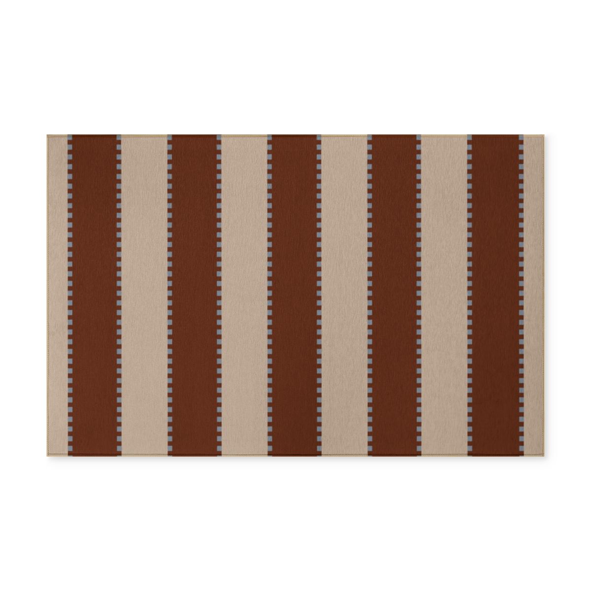 Brown + Beige + Slate Blue - Striped Washable Rug — Indoor/ Outdoor