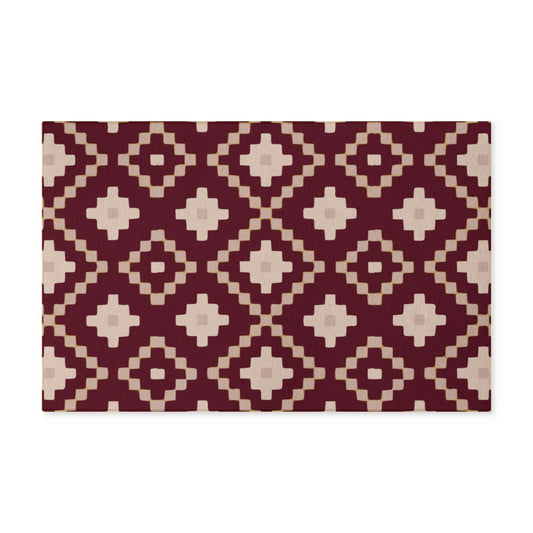 Burgundy + Beige + Salmon Pink - Indoor/ Outdoor Washable Rug