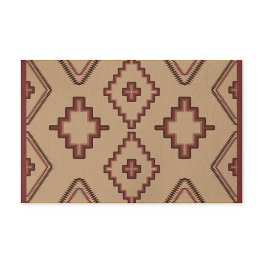 Burgundy + Brown + Beige + Salmon - Indoor/ Outdoor Washable Rug