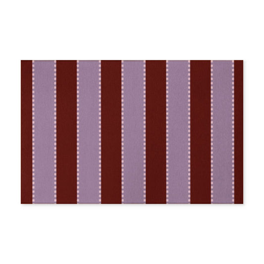 Striped Washable Rug — Burgundy & Lavender Runner