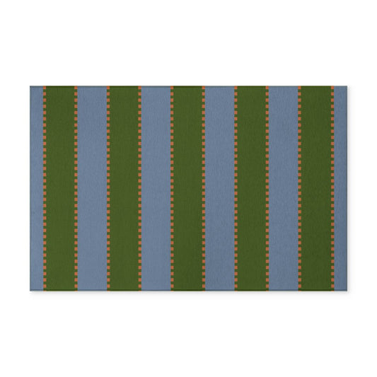 Denim + Moss + Orange - Indoor/Outdoor Washable Rug