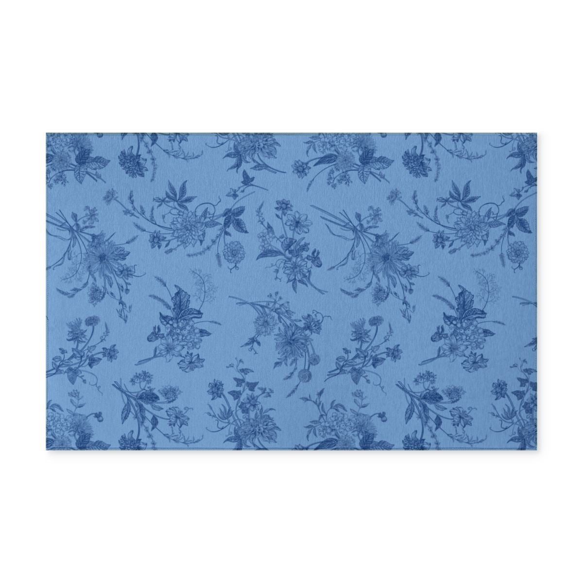 Denim + Navy Botanical - Machine Washable Indoor | Outdoor Rug