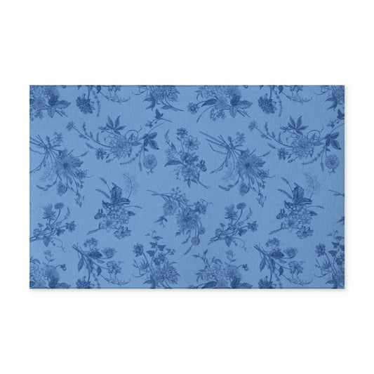 Denim + Navy Botanical - Machine Washable Indoor | Outdoor Rug