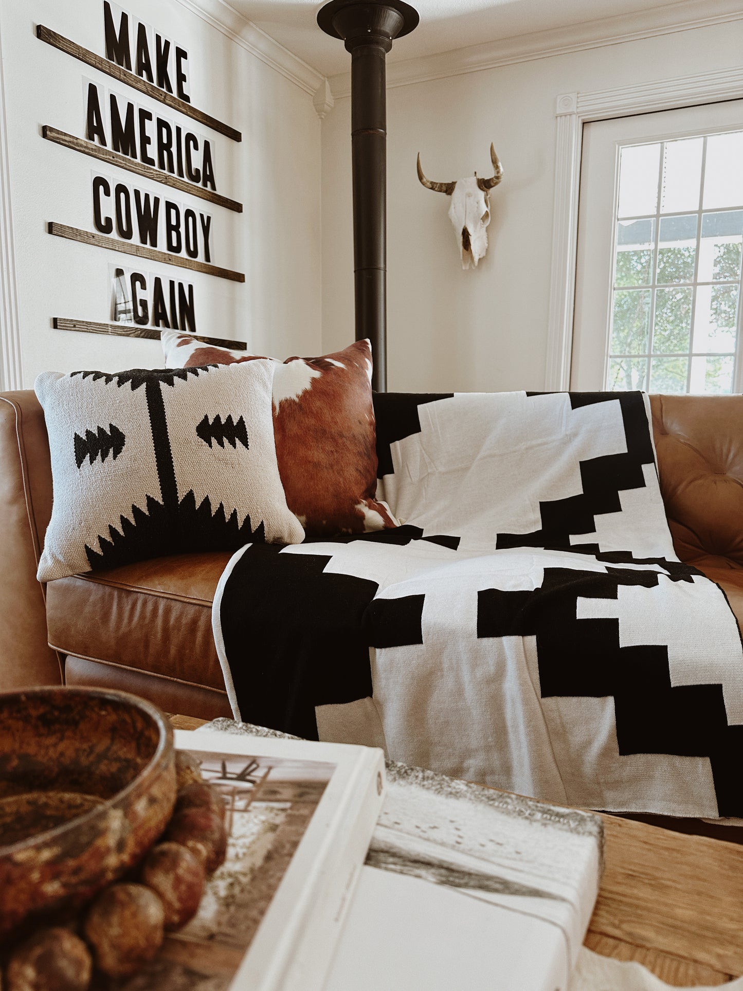 PRESIDIO BLACK + WHITE 100% COTTON -- 54"x74" Oversized Throw Blanket