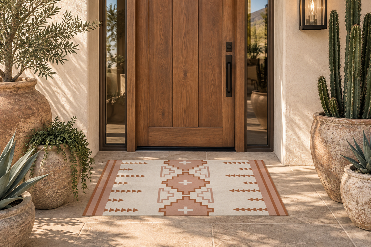 MARFA - Terracotta, Salmon + Rust - Southwestern INDOOR OUTDOOR Washable Rug —