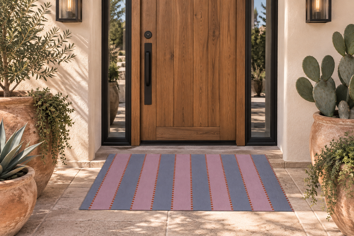 Purple/Pink + Slate Blue + Burnt Orange - Indoor/ Outdoor Washable Rug
