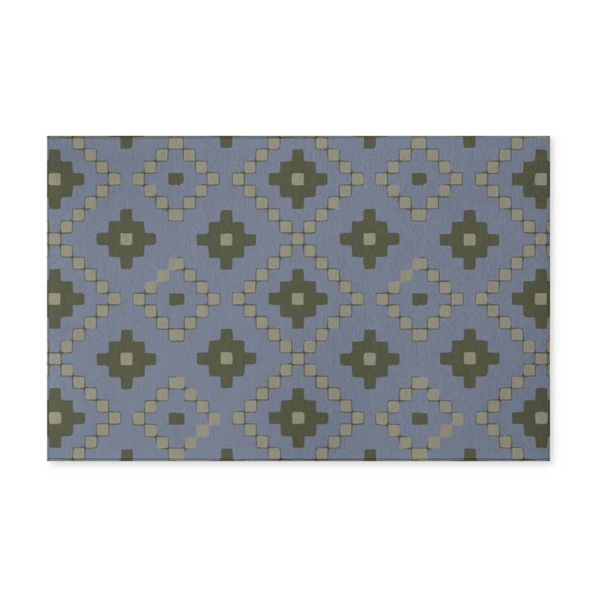 Slate Blue + Moss Green + Beige - Indoor/ Outdoor Washable Rug