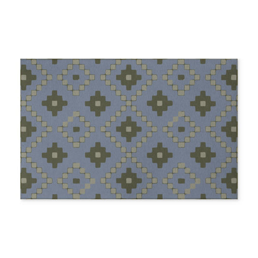 Slate Blue + Moss Green + Beige - Indoor/ Outdoor Washable Rug