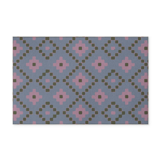 Slate + Pink Indoor/Outdoor Washable Rug