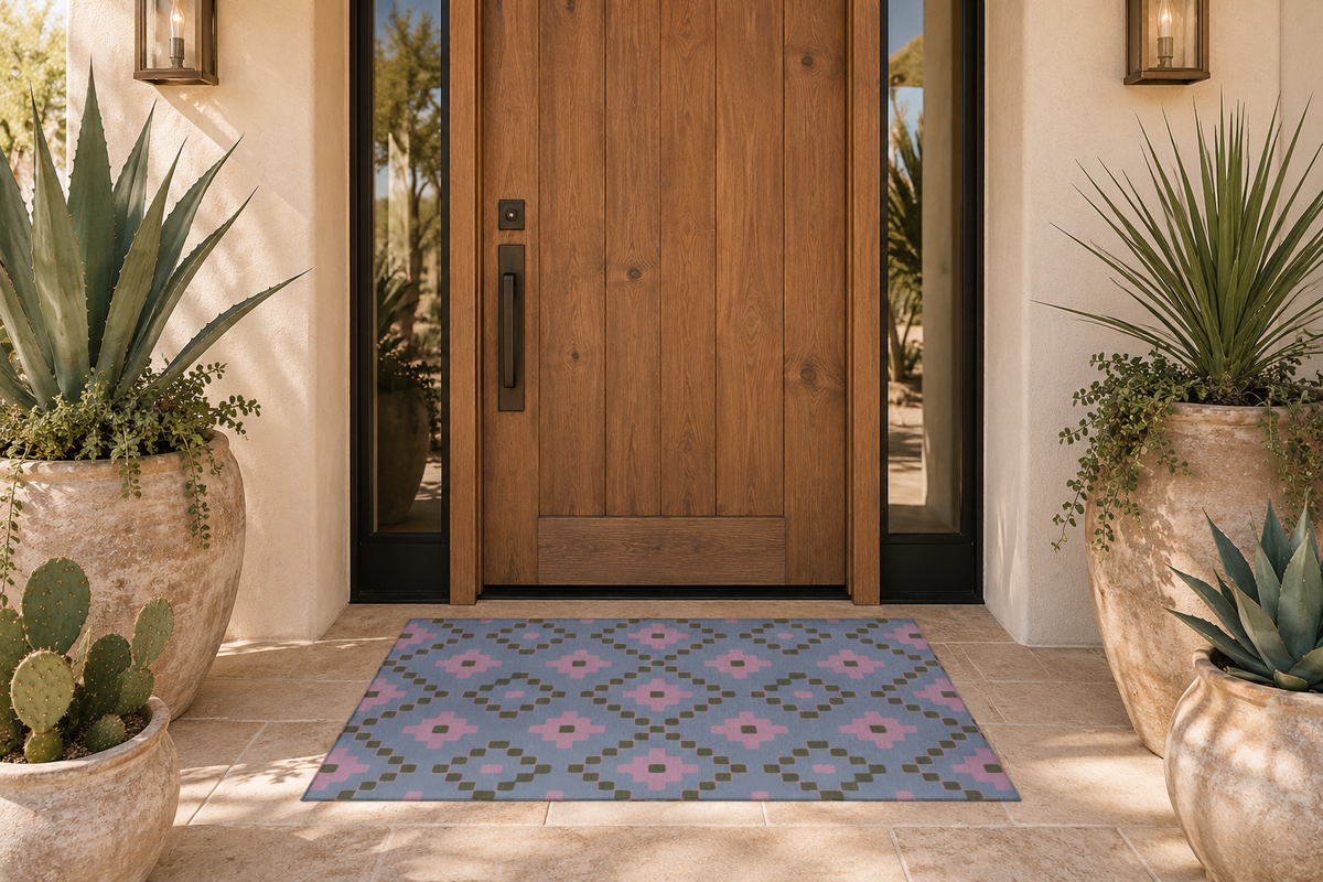 Slate + Pink Indoor/Outdoor Washable Rug