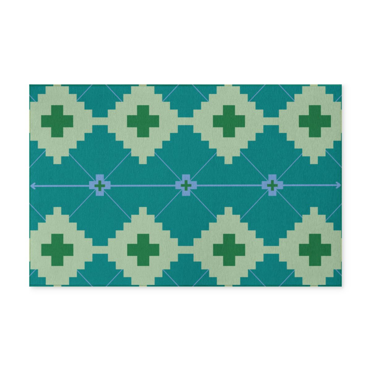 Denim + Moss + Sage Green + Blue - Indoor/Outdoor Washable Rug