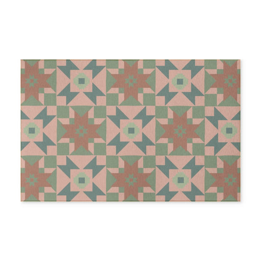 Dusty Rose + Rust + Slate Blue + Mint + Sage Indoor/Outdoor Washable Rug
