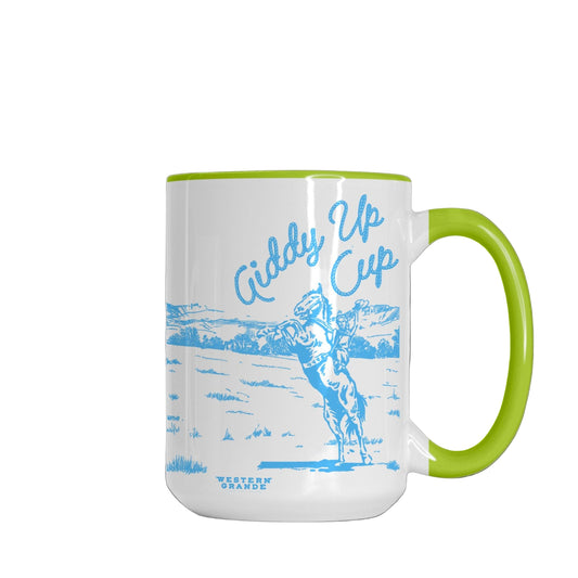Giddy Up Cup - Blue + Orange on Green Mug
