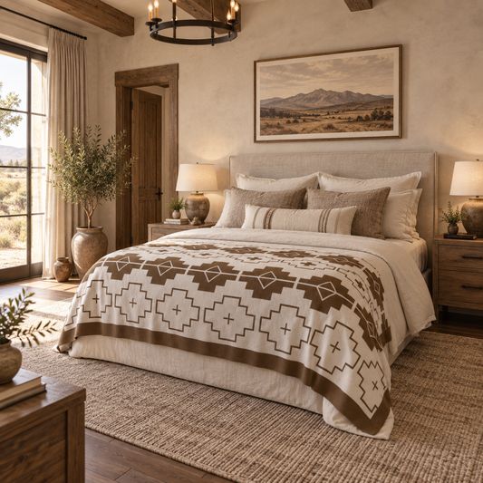 Sherpa Blanket — BROWN +  OFF WHITE -  TERLINGUA - Throw