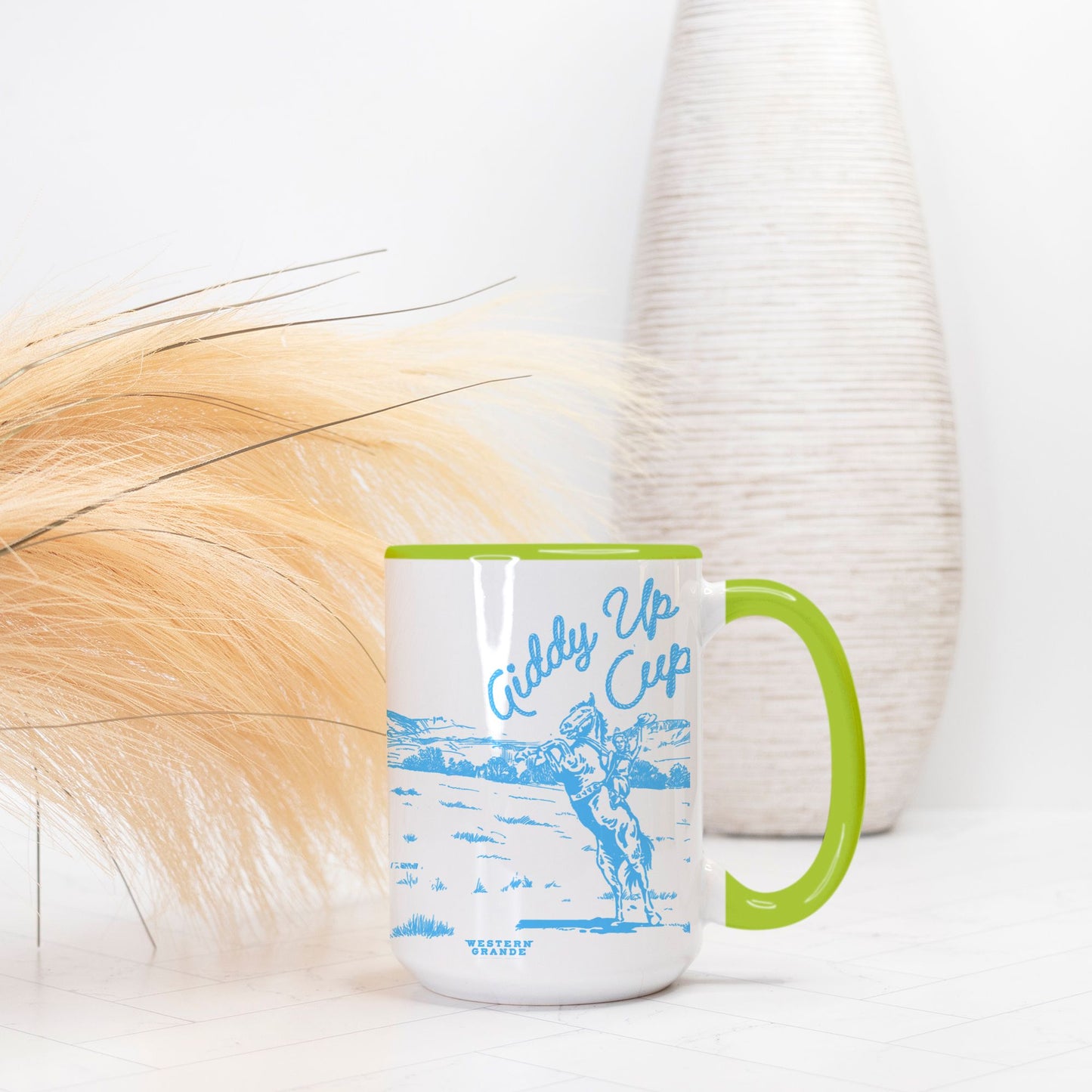 Giddy Up Cup - Blue + Orange on Green Mug