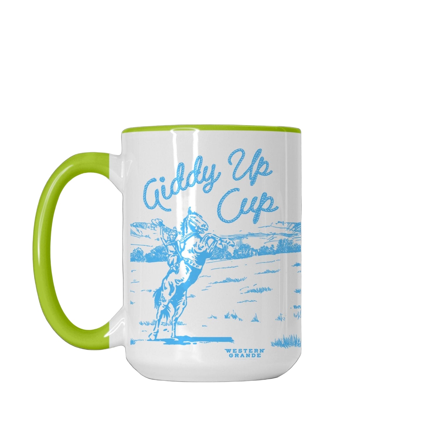 Giddy Up Cup - Blue + Orange on Green Mug