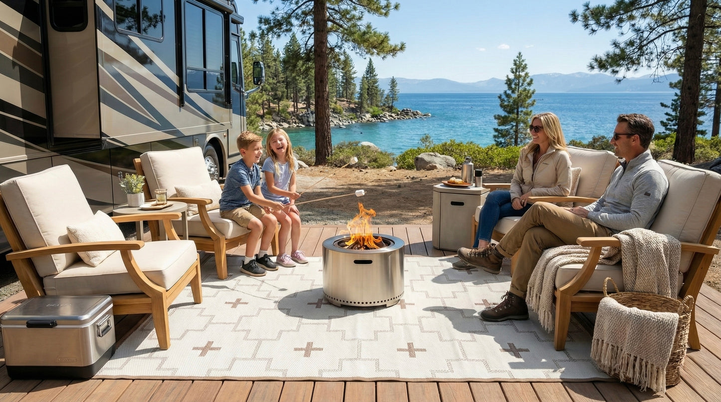 TAN + IVORY - 6ft x 9ft - RANCH RUGS  -LAJITAS DESIGN-