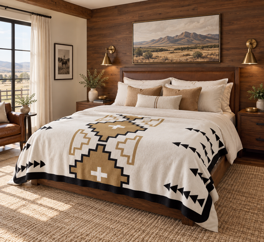 MARFA Sherpa Blanket – Cozy Fleece Throw with Aztec Diamond Pattern