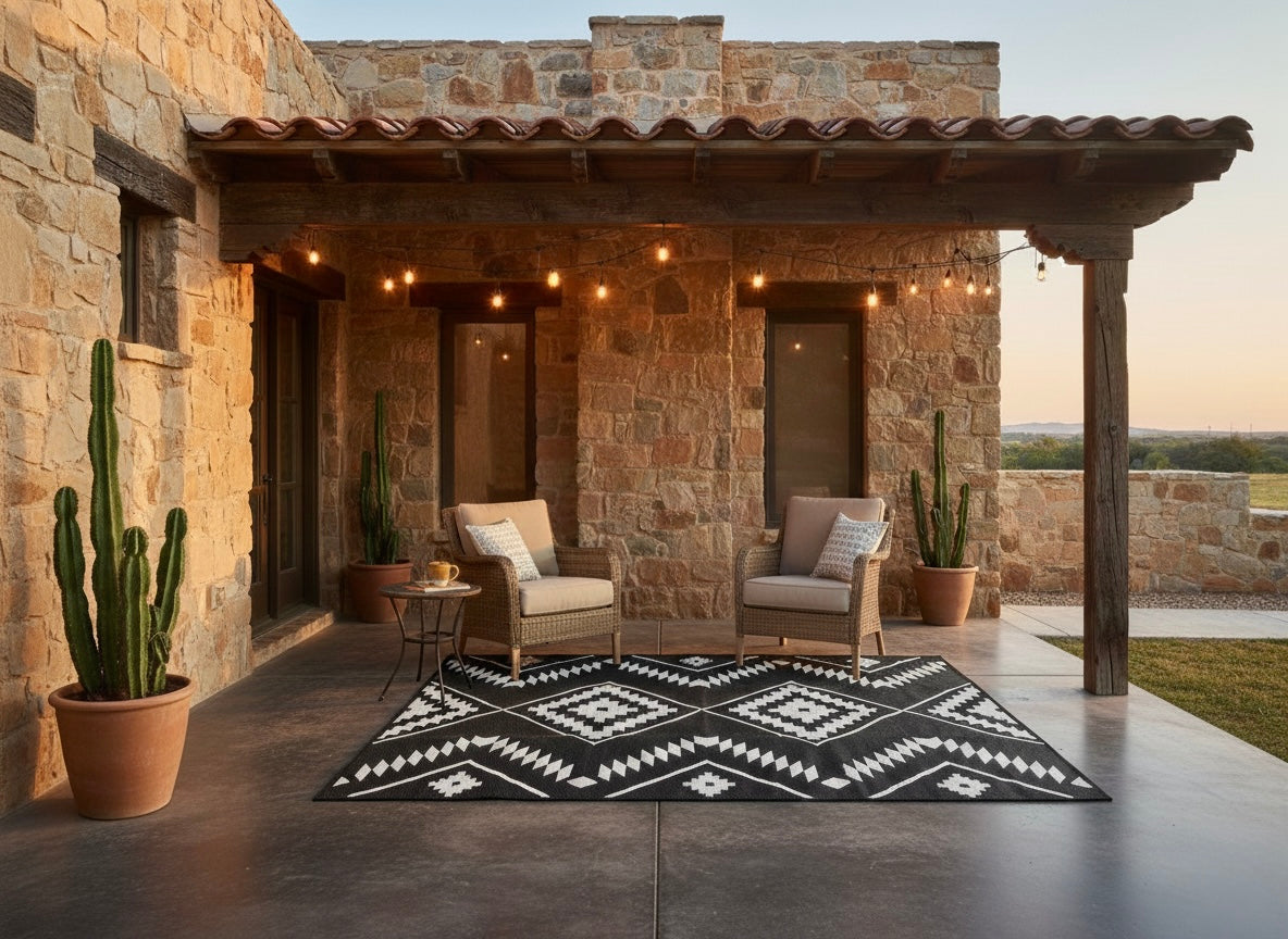 Daylight Ranch Rugs Black + Ivory - 6ft x 9ft - RANCH RUGS -THE DAVIS - – WesternGrande